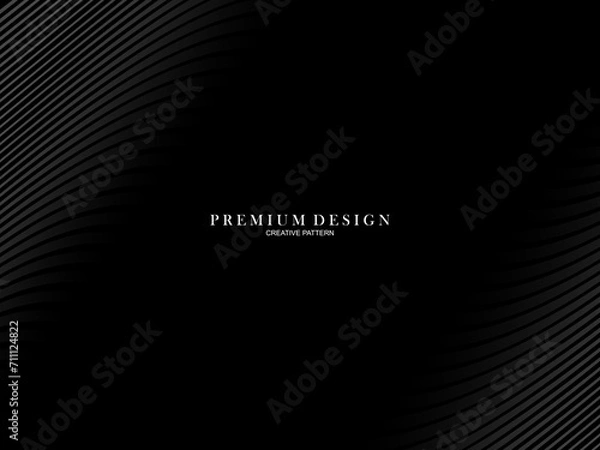 Fototapeta Abstract futuristic dark black background with waving design. Realistic 3d wallpaper with luxurious flowing lines. Elegant background for posters, websites, brochures, cards, banners, apps etc.