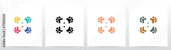 Fototapeta Paws With Negative Space Letter In The Middle Logo Design B