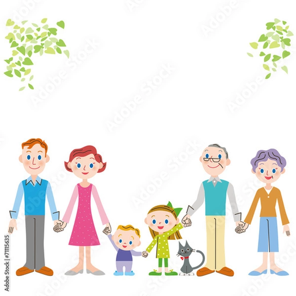 Obraz 手をつなぐ仲良し三世代の外国人家族