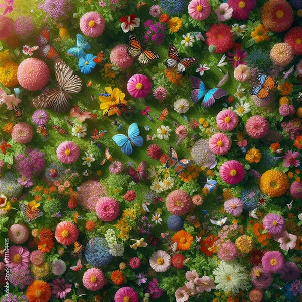 Obraz Flowers and Butterflies 