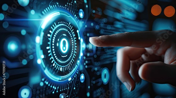 Fototapeta Virtual Interface Wallpaper and Background for Professional Presentation, great for  Annual Reports, PowerPoint Slides, Technology, Futuristic Environments, ideas and Artificial Intelligence