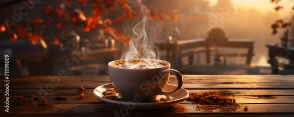 Fototapeta cup of coffee on the table