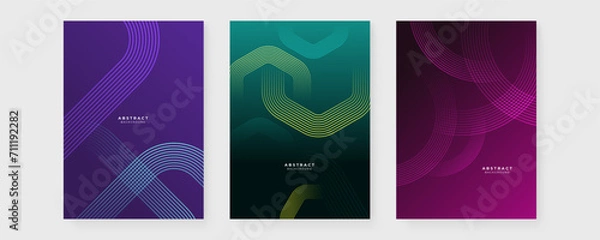 Fototapeta Colorful colourful vector abstract technology futuristic glow with line shapes poster. Modern cover template for annual report, flyer, brochure, presentation, poster, and catalog