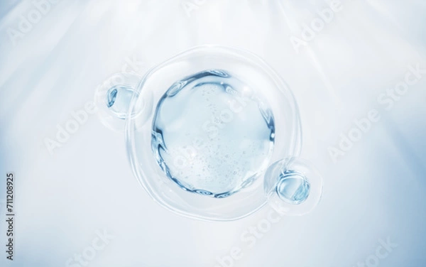 Fototapeta Transparent blue liquid bubble, 3d rendering.