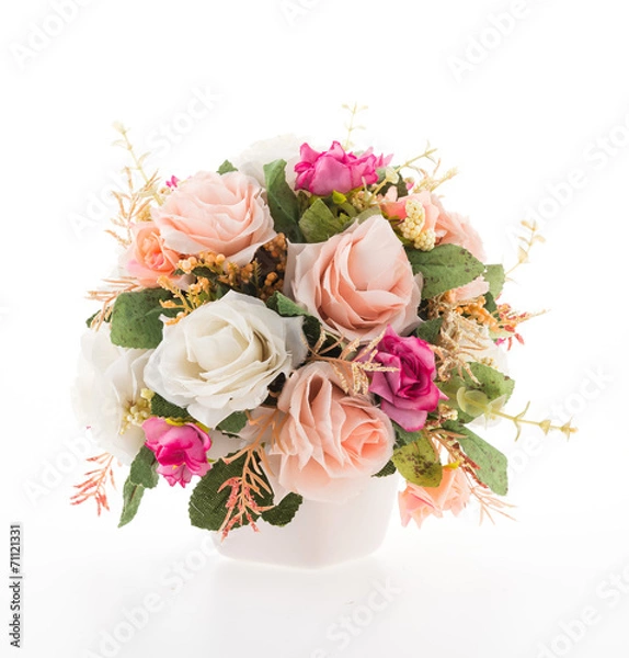 Fototapeta Vase flower isolated on white background