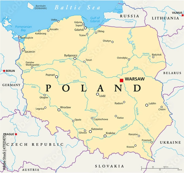 Obraz Mapa polityczna Polski