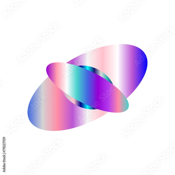 Fototapeta An abstract cut out transparent iridescent oval gradient shape pattern design element.