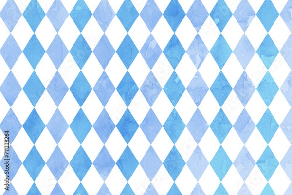 Fototapeta 水彩風の菱形模様の背景イラスト　レトロ　和柄