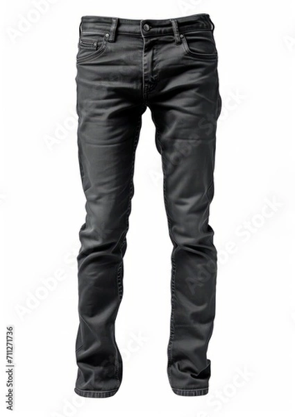Fototapeta Slim fit jeans black grey color ghost mannequin concept isolated on white background