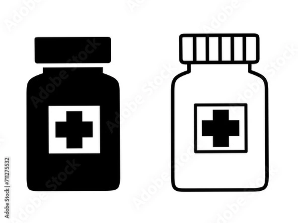 Fototapeta medicine bottle icon vector on white background