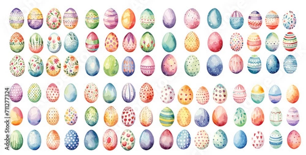 Fototapeta Set of Easter Eggs and Grass, generated ai