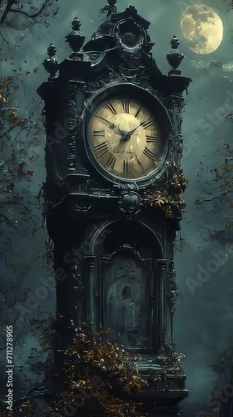 Obraz old clock in the night