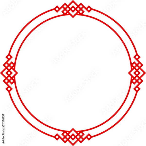 Fototapeta Round frame isolate chinese oriental border circle
