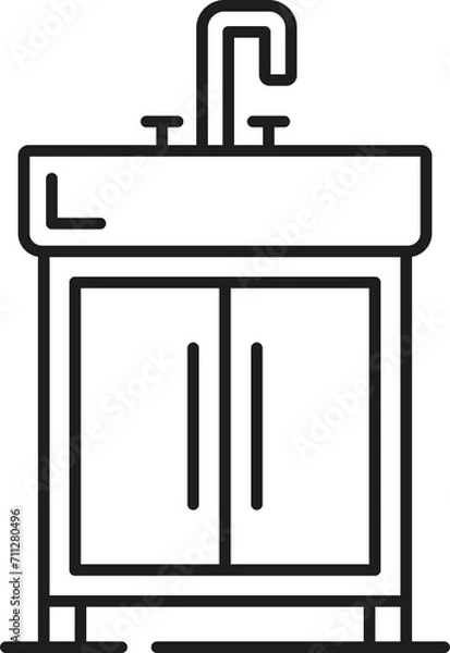 Obraz Washbasin icon, outline wash-stand from bathroom