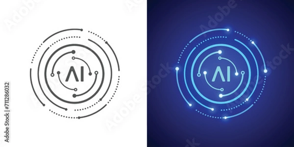 Fototapeta Artificial intelligence circuit line style. Machine learning design. Smart network digital technology. AI. Vector illustration