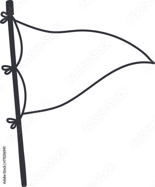 Fototapeta Empty triangle pennant flag on pole outline
