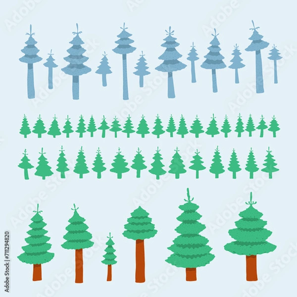 Obraz Vector Illustration Set of Fir Tree Elements
