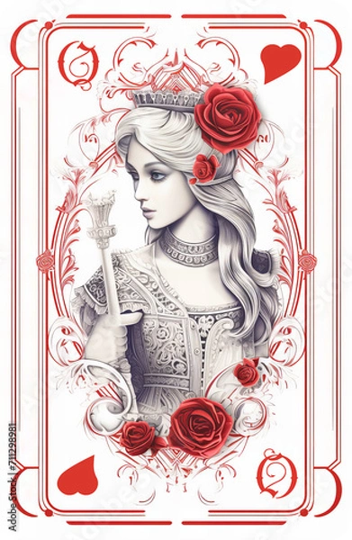 Obraz トランプ, クイーン, ハート, 遊び, 占い, カード