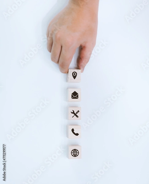 Fototapeta Care and consulting client 24hr, Call Center.Businessman holding icon virtual 24 support services, worldwide nonstop and full-time available contact of service concept. Assistance customer services