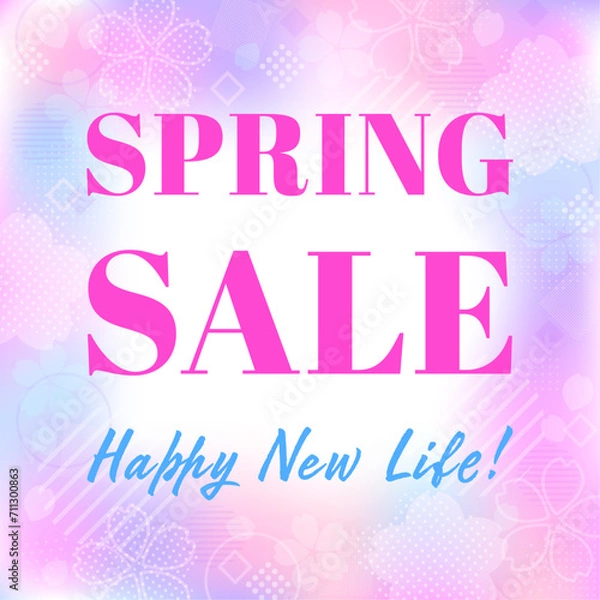 Fototapeta 桜の花のグラデーションが綺麗なスプリングセールのバナーテンプレートデザイン