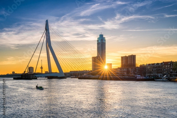 Obraz Risultato di traduzione
view of Erasmus Bridge at sunset, Rotterdam, Holland, Netherlands