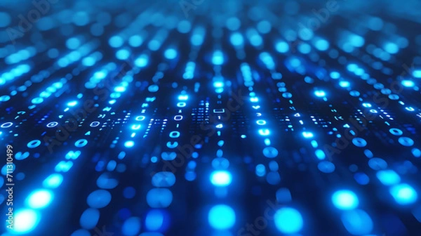 Fototapeta Tech Blueprints, Binary Code on Computer Screen Background