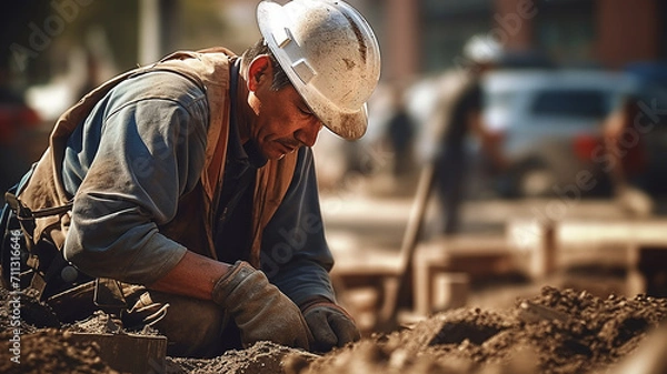 Obraz Constructin Worker Building Foundation