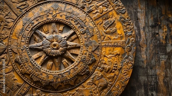 Fototapeta Engraved Wood Artistry - AI Generative