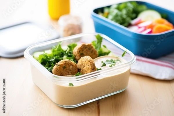 Obraz falafel meal prep containers with side of tahini