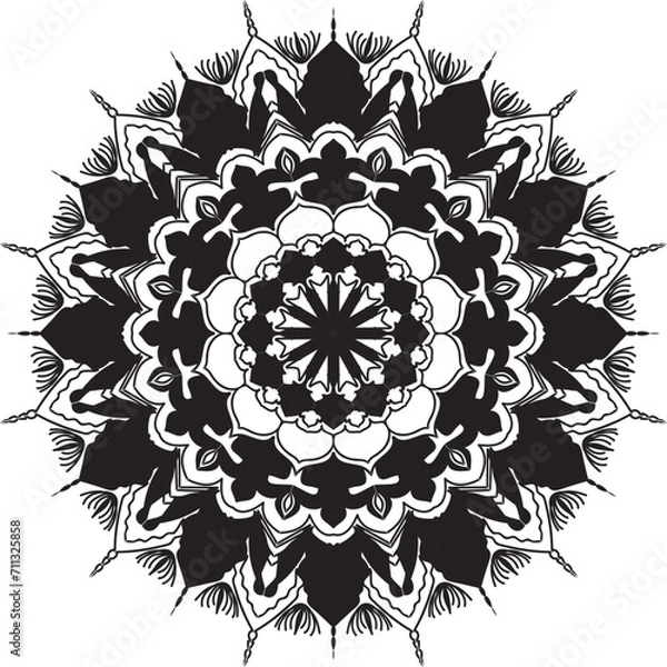 Fototapeta Circular flower mandala pattern for Henna, Mehndi, and Decoration. Decorative ornament in ethnic oriental style. Outline doodle hand draw vector illustration