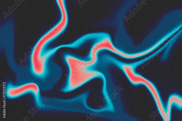 Fototapeta Grainy noise texture, abstract gradient background. y2k futuristic design. Colorful liquid metal, retro backdrop