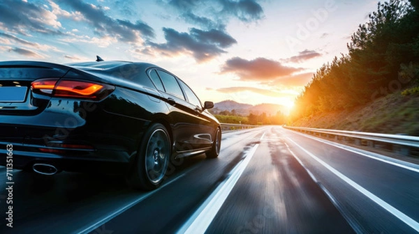 Fototapeta Business car speeding on a highway