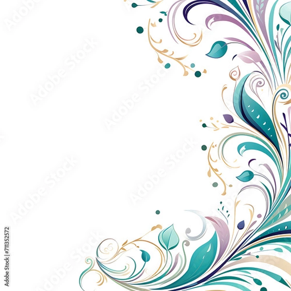 Fototapeta Art Nouveau Inspired Scribbles Border With Flowing Vines Pea Decorative Frame png transparent clean background Art Collection Scribbles 