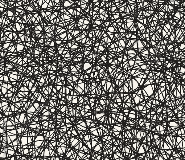 Fototapeta Vector seamless pattern. Repeating geometric elements. Stylish monochrome background design.