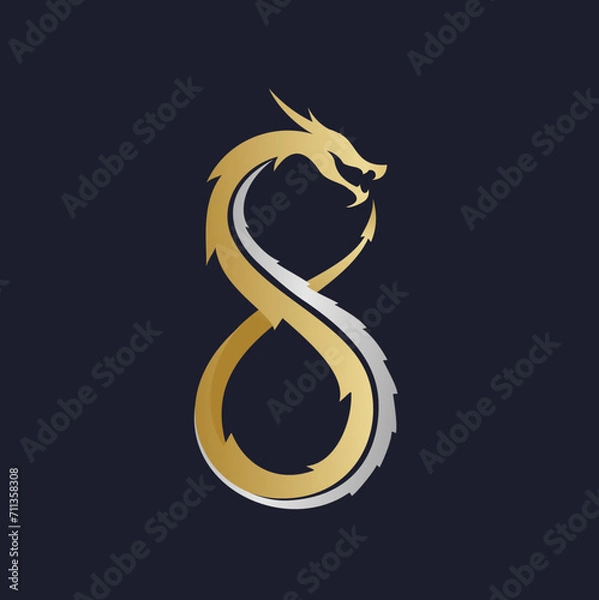 Obraz infinity dragon logo design.