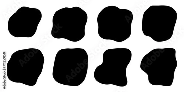 Fototapeta Liquid blob shapes, vector organic random forms, black fluid silhouette, simple smooth ink stain. Flat design elements. Vector illustration