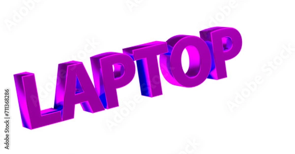Fototapeta Laptop - pinke plakative 3D-Schrift, Notebook, Computer, mobil, PC, Gaming, Präsentationen, Technologie, Rendering, Freisteller, Alphakanal
