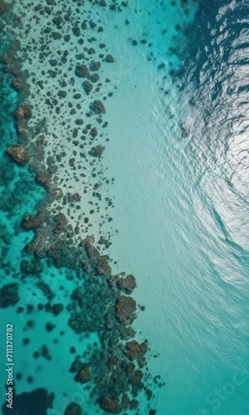 Obraz Aerial View of Tropical Coral Reef in Crystal Clear Water