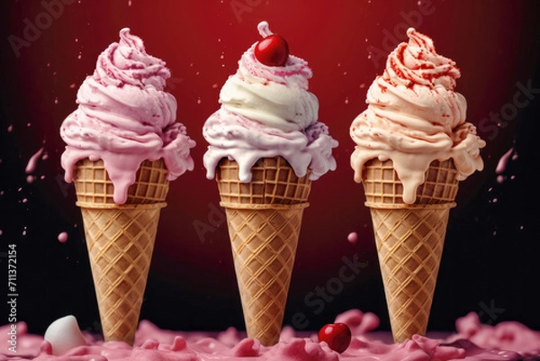 Fototapeta Collection of various delicious ice cream. Generative AI