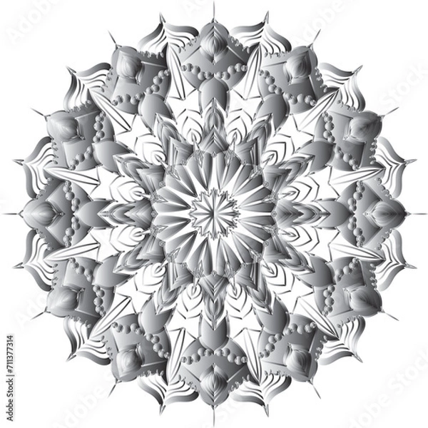 Fototapeta  Circular flower mandala pattern for Henna, Mehndi, and Decoration. Decorative ornament in ethnic oriental style. Outline doodle hand draw vector illustration