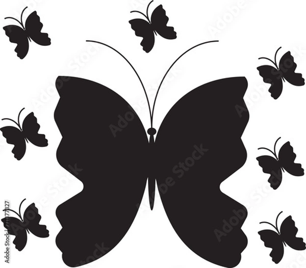 Obraz butterfly insect vector art line isolated doodle illustration