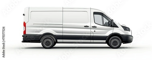 Obraz White van mockup on white background Generative Ai