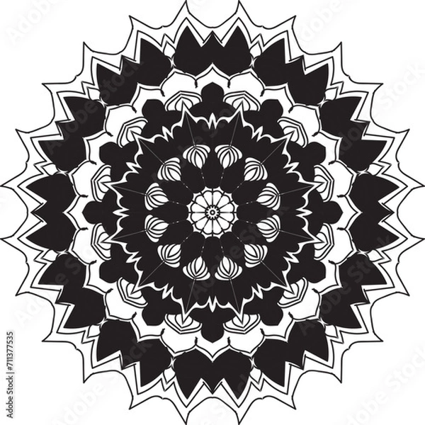 Fototapeta  Circular flower mandala pattern for Henna, Mehndi, and Decoration. Decorative ornament in ethnic oriental style. Outline doodle hand draw vector illustration