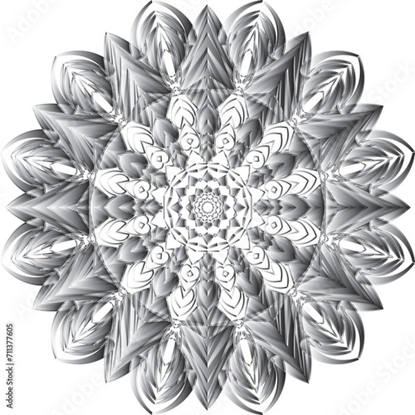 Obraz  Circular flower mandala pattern for Henna, Mehndi, and Decoration. Decorative ornament in ethnic oriental style. Outline doodle hand draw vector illustration