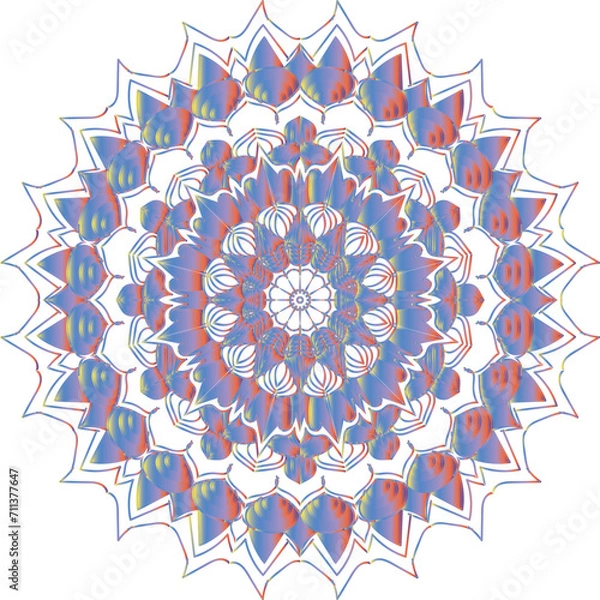 Fototapeta  Circular flower mandala pattern for Henna, Mehndi, and Decoration. Decorative ornament in ethnic oriental style. Outline doodle hand draw vector illustration