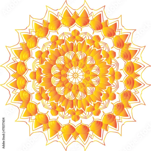 Obraz  Circular flower mandala pattern for Henna, Mehndi, and Decoration. Decorative ornament in ethnic oriental style. Outline doodle hand draw vector illustration