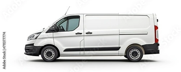 Obraz White van mockup on white background Generative Ai