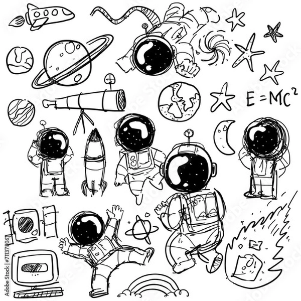 Obraz Astronaut life doodle