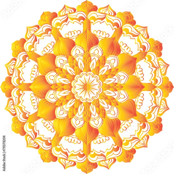 Fototapeta  Circular flower mandala pattern for Henna, Mehndi, and Decoration. Decorative ornament in ethnic oriental style. Outline doodle hand draw vector illustration