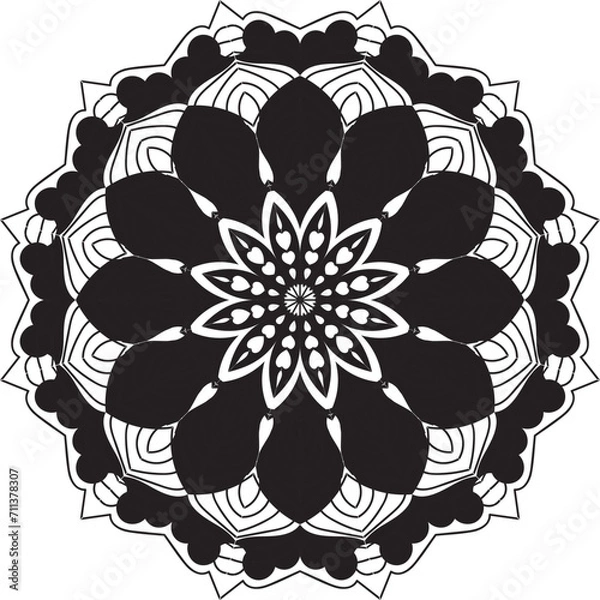Fototapeta  Circular flower mandala pattern for Henna, Mehndi, and Decoration. Decorative ornament in ethnic oriental style. Outline doodle hand draw vector illustration